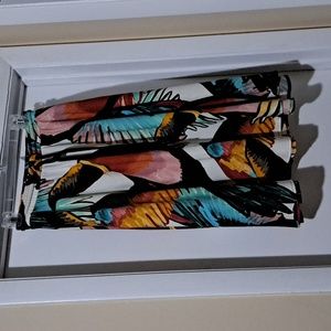 FARM  Toucan birds multicolor midi  flare skirt with pockets& elasttic waist S/P